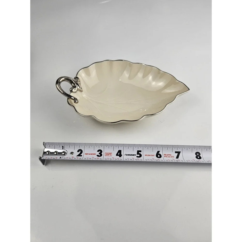 Collection of 5 Lenox‎ Ivory Platinum Candlesticks Trivet Candy & Scallop Dishes